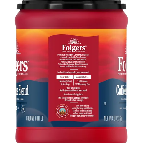 Vista 3 de Café molido Folgers Coffeehouse Blend, tostado medio-oscuro, 9.6 onzas