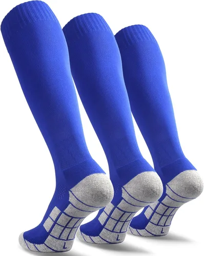 Vista 21 de CWVLC - Calcetines de fútbol (1/3/5 pares) calcetines altos hasta la rodilla, para deportes de equipo, para adultos, jóvenes y niños