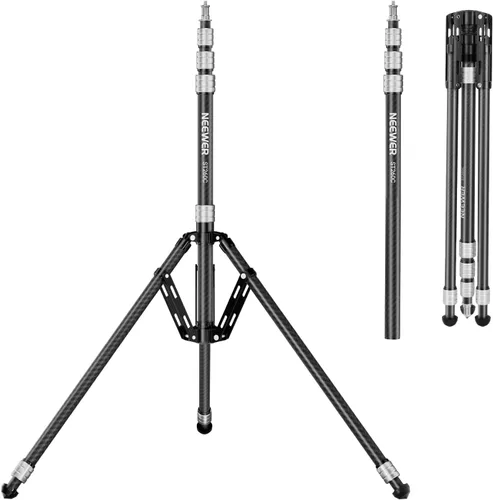 Vista 13 de NEEWER Trípode para Luz de Fotografía, 47-195cm/1.5-6.4ft de Aluminio Trípode de Iluminación de Estudio Reversible, Trípode Portátil para Video