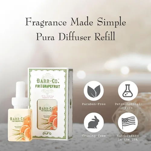 Vista 2 de Barr-Co. Difusor de pura, aroma de abeto y pomelo, aroma vigorizante a cítricos amaderados, fragancia totalmente natural, compatible con pura