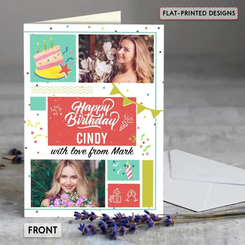 Vista 3 de SANDJEST Tarjeta de cumpleaños personalizada con foto personalizada de 5 x 7 pulgadas, tarjeta de felicitación para pareja, marido, esposa, amantes