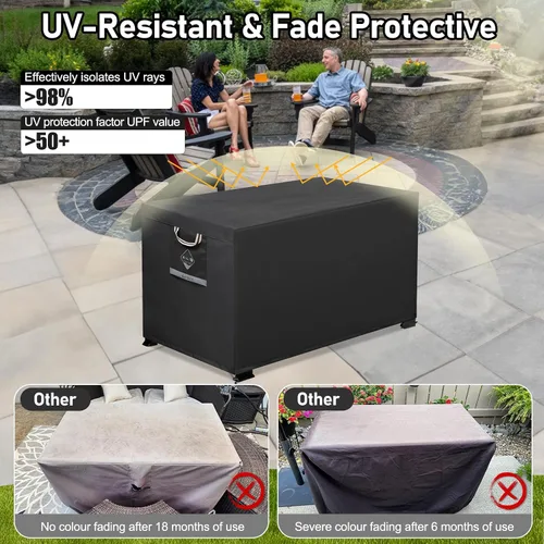 Vista 6 de QH.HOME - Cubierta rectangular para hoguera de 42 pulgadas, 600D resistente, 100% impermeable Fits 39-42 Inch Outdoor Propane/Gas Fire Pit