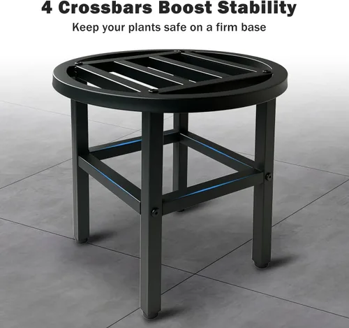 Vista 4 de Soporte para plantas para interiores y exteriores, soporte de metal de 13 pulgadas de alto, soportes de pedestal de hierro forjado resistentes