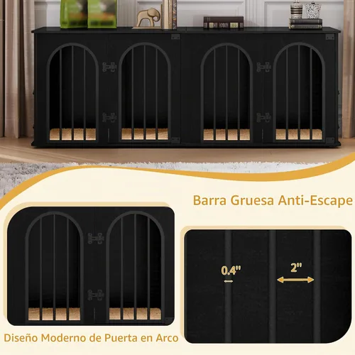 Vista 6 de Hzuaneri - Muebles de jaula doble para perros de 63 pulgadas, para interiores con cojín