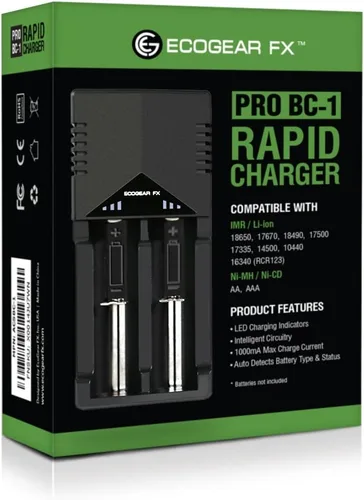Vista 5 de Cargador inteligente de batería de litio dual, carga rápida de iones de litio EcoGear FX - Carga rápidamente 18650, 14500, AAA, AA y la mayoría