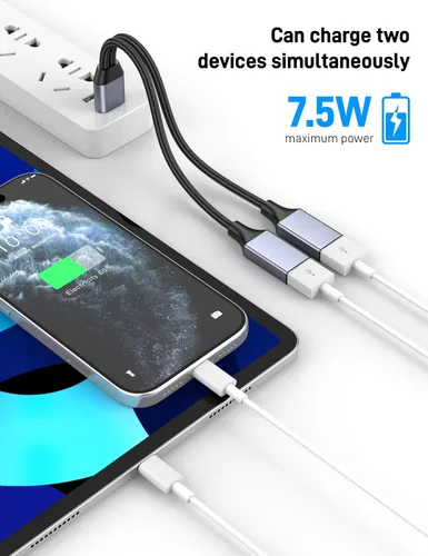 Vista 3 de USBA Y Splitter 1 en 2 salidas, USB macho a 2 hembras Cable para PC, tableta, portátil, MacBook, teclado, PS4, PS5, mouse, FlashDrive, LED, etc.