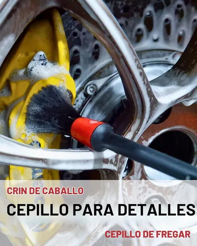 Vista 5 de Cepillos de rueda para limpiar ruedas (paquete de 4 profesionales): 2 cepillos de lana de limpieza de ruedas suaves, cepillo de detalles y cepillo