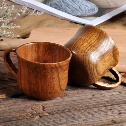Vista 3 de Taza de cerveza de azufaifo con asa, reutilizable, para té, leche, agua, sólida y práctica