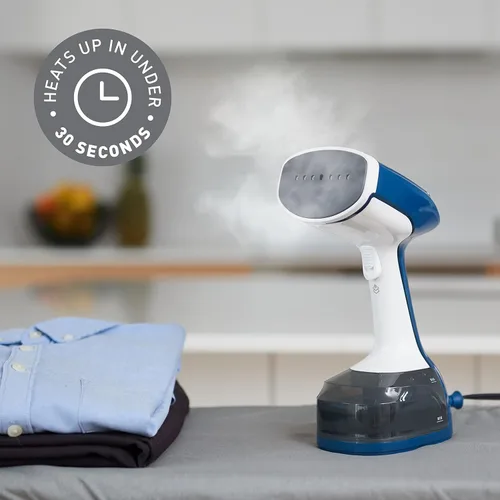 Vista 2 de Sunbeam 1200W Vaporizador de mano para ropa con explosión de vapor, configuración de vapor dual, calentamiento rápido de 30 segundos, accesorio