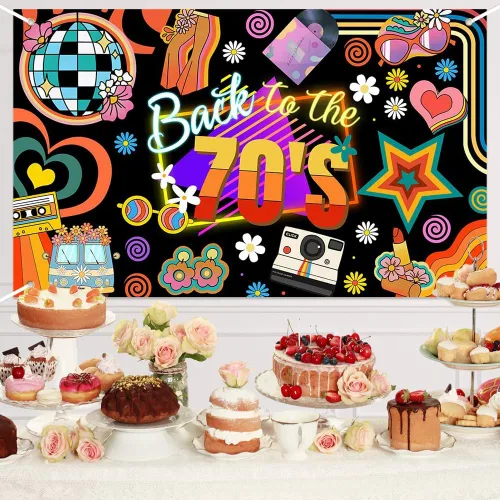 Vista 5 de Lofaris Banner de los años 70: decoraciones de fiesta de regreso a los 70, fondo retro de fotografía con temática de discoteca para fiesta