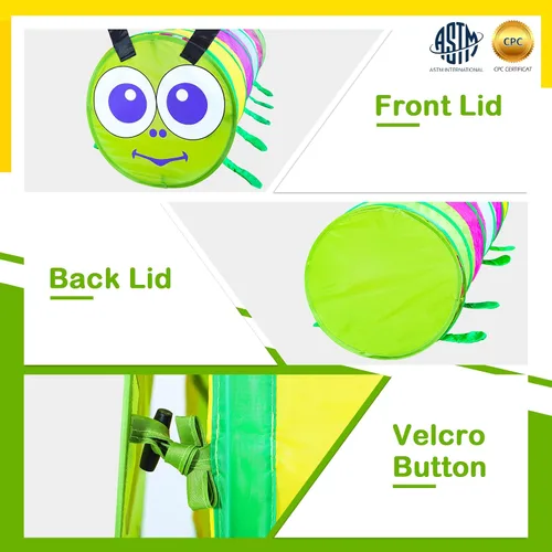 Vista 4 de Moncoland Tienda de campaña de túnel de juego para niños pequeños, colorido juguete desplegable para bebés, niños o perros y gatos con malla