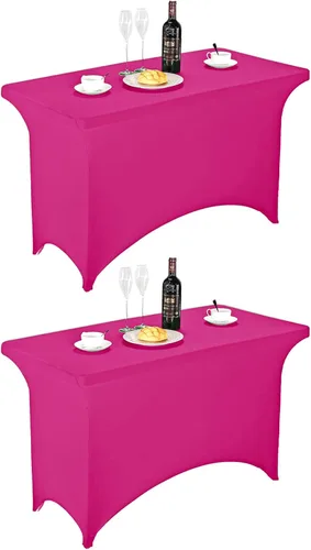 Vista 82 de FORLIFE - Funda de mesa de elastano, mantel ajustado de 4 pies para mesas rectangulares, funda elástica para patio, universal para bodas, banquetes