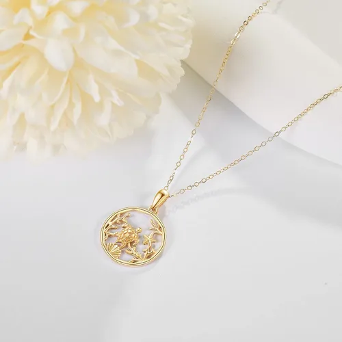 Vista 3 de Collar de oro real de 14k para amantes de animales, joyería delicada de verano, regalo para mujeres, amantes de los animales, regalo de San