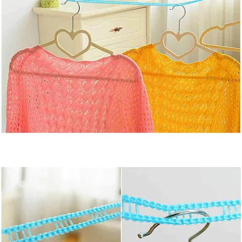 Vista 6 de ALINNA - Paquete de 3 tendederos de nailon resistente al viento, color rosa, azul, verde, cuerda de secado de ropa ajustable, línea de ropa