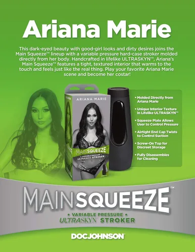Vista 13 de Doc Johnson Main Squeeze Ariana Marie - Placa de apriete para presión precisa - Tapa de extremo giratorio para controlar la succión - Discreto
