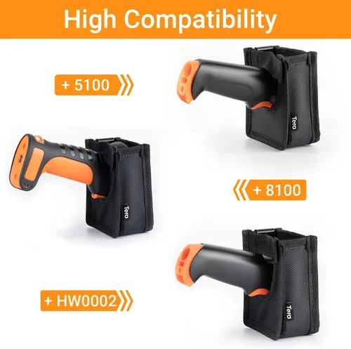 Vista 6 de Tera Funda universal para escáner de código de barras portátil portátil con clip de cinturón de metal gancho y cinta de bucle para almacén logístico