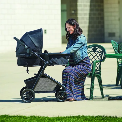 Vista 2 de Evenflo - Sistema de viaje modular pivotante con asiento de coche infantil LiteMax (gris casual)