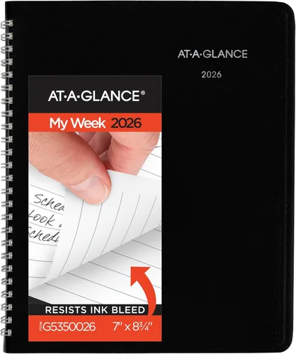 Vista 9 de AT-A-GLANCE 2026 Agenda, Semanal, 3-1/2" x 6", Tamaño de Bolsillo, Programación Abierta, DayMinder, Negro (SK480026)