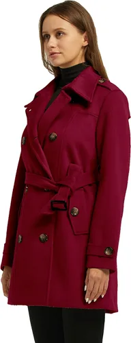 Vista 3 de wantdo - Piloto estilo marinero con doble botonadura para mujer, abrigo de invierno de longitud media con cinturón