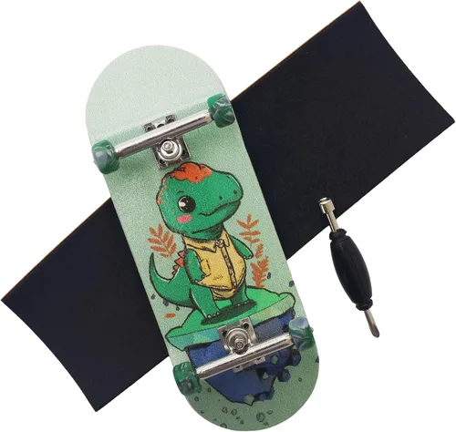 Vista 9 de Pro Patineta para dedos 34mm de madera con camiones profesionales y ruedas CNC (Alien)