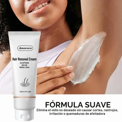 Vista 3 de Kit de crema depilatoria sin dolor, crema depilatoria eficaz para mujeres y hombres, formulada con pepino para una piel suave, removedor de vello