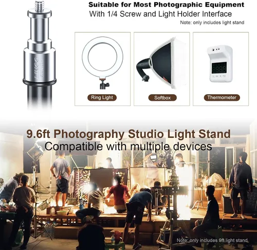 Vista 5 de LINCO Lincostore Zenith - Juego de 2 soportes de luz para estudio fotográfico de 9,6 pies (113.4 in) para HTC Vive VR, video, retrato y fotografía