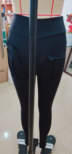 Vista 6 de HIOINIEIY Leggings fruncidos con levantamiento de glúteos para mujer, cintura alta, pantalones de yoga con bolsillos