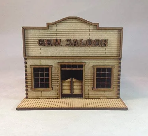 Vista 2 de Gem Saloon Western Building MDF Kit 1.102 in Terreno Paisaje Viejo Oeste