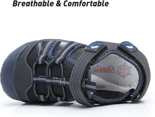 Vista 2 de Ahannie Sandalias deportivas para niños y niñas, sandalias de playa con punta cerrada, zapatos de verano para niños pequeños
