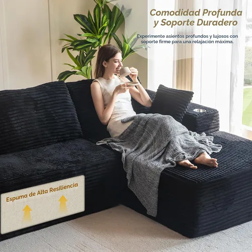 Vista 6 de MAXYOYO - Sofá deshuesado, sofá seccional en forma de L de 104 pulgadas, diván orientado hacia la derecha