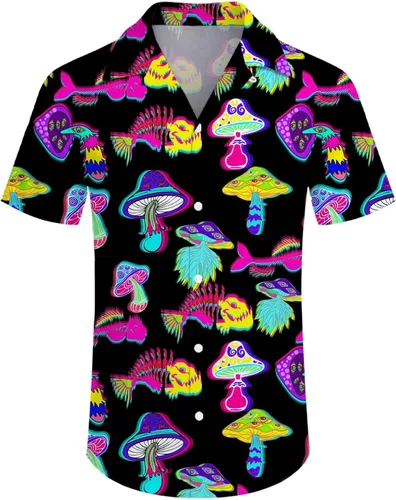 Vista 2 de Conjunto deportivo de 2 piezas para hombre, camisa hawaiana, pantalones cortos, camisa con botones y pantalones cortos con sombreros de pescador