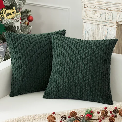 Vista 47 de Kevin Textile - Juego de 2 fundas de almohada de pana suave de 16 x 16 pulgadas, color verde aguamarina Fundas de almohada decorativas de pana
