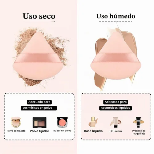 Vista 3 de 8 piezas de esponjas triangulares para polvo de maquillaje, hechas de terciopelo súper suave, diseñadas para contornear, ojos y esquinas, contenedor