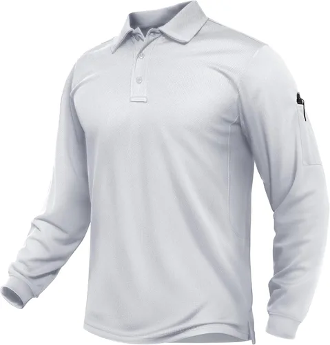 Vista 12 de TACVASEN - Camisas polo de manga larga para hombre de secado rápido, tácticas, para golf, con cuello, ligeras, transpirables, que absorben