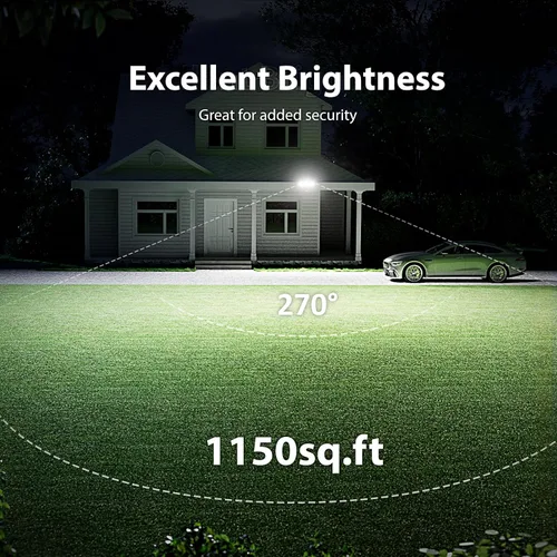 Vista 4 de Onforu Paquete de 2 luces LED de 75 W con sensor de movimiento para exteriores, iluminación exterior de atardecer al amanecer de 7000 lm, luz