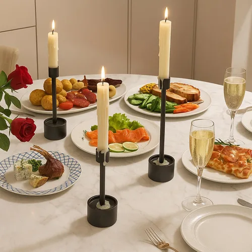 Vista 6 de YUMORE Portavelas pequeños – Soportes de acero inoxidable sólido para Halloween, centros de mesa de boda, mesa de comedor, decoración de repisa