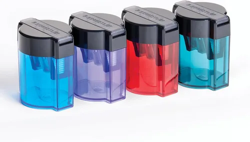 Vista 3 de STAEDTLER Sacapuntas de metal de doble agujero con bañera ovalada, sacapuntas manual para lápices regulares y grandes, lápices de maquillaje, 2