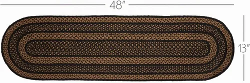 Vista 3 de VHC Brands Camino de mesa ovalado a rayas negras de yute primitivo de granja, 13 x 48 pulgadas