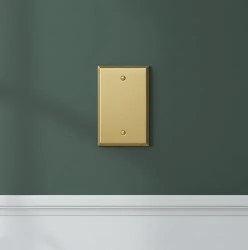 Vista 2 de Rio Salto BRASS Deco Collection - Placa de pared ciega de metal dorado de tamaño estándar, cubierta de salida resistente a la corrosión