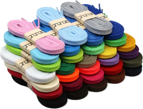 Vista 7 de DELELE Cordones planos sólidos huecos gruesos para zapatos atléticos, 2 pares