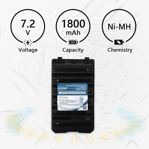Vista 3 de Paquete de 2 baterías de repuesto de 7.2V 1800mAh BP-264 Ni-MH para Icom IC-T70A IC-T70E IC-V80 IC-U80 IC-F3001 IC-F3101D IC-F3103D IC-F4101D