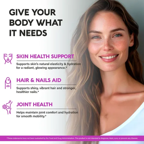 Vista 3 de Péptidos de colágeno múltiple – Tipos hidrolizados I, II, III, V y X – Suplemento de colágeno para mujeres 1300mg – con ácido hialurónico, vitaminas