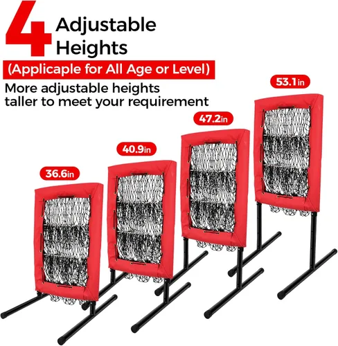 Vista 4 de Heavy Duty 9 Hole Pitching Net with Strike Zone,9 Pocket Pitching Target Net of 4 Adjustable Heights (36-53in),Softball Pitching Net Fix by 8xspikes