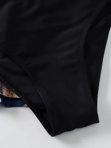 Vista 5 de MakeMeChic Traje de baño tankini de 3 piezas para mujer, traje de baño floral de manga larga