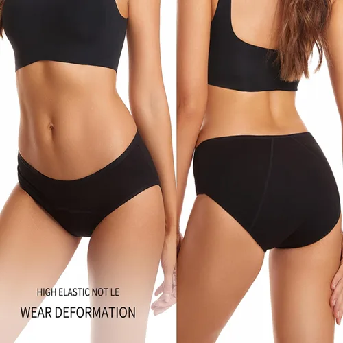 Vista 4 de Ropa interior de algodón para mujer, de cintura alta, elásticos, suaves, cobertura completa, talla regular y grande, paquete de 5