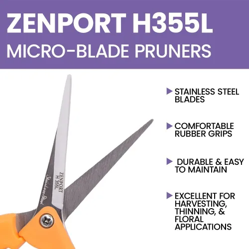 Vista 4 de Zenport Podadora larga hidropónica de Microblade H355L, hoja de acero inoxidable