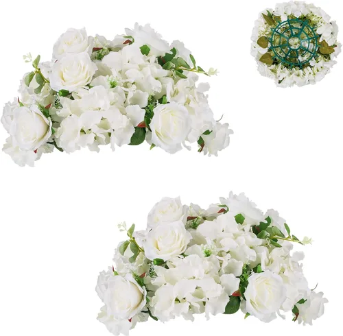 Vista 8 de BLOSMON Bolas de Flores Artificiales Centros de Mesa de Boda 2 Piezas 11.8" Lila Flores Falsas Rosa Hortensia Arreglo de Bolas Centro de Mesa