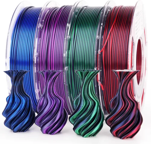 Vista 40 de AMOLEN Filamento PLA de Seda para Impresora 3D, Filamento PLA Kingfisher Rainbow Multicolor Brillante 1.75mm, Filamento de Impresión 3D PLA