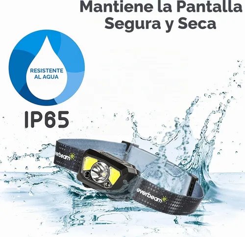 Vista 6 de Everbeam Linterna frontal H7 – Batería recargable LED resistente al agua con 28 horas de tiempo de funcionamiento – Salida de 1100 lúmenes