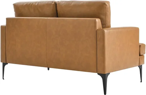 Vista 6 de Modway Evermore - Sofá biplaza de cuero vegano y metal de estilo moderno en color marrón